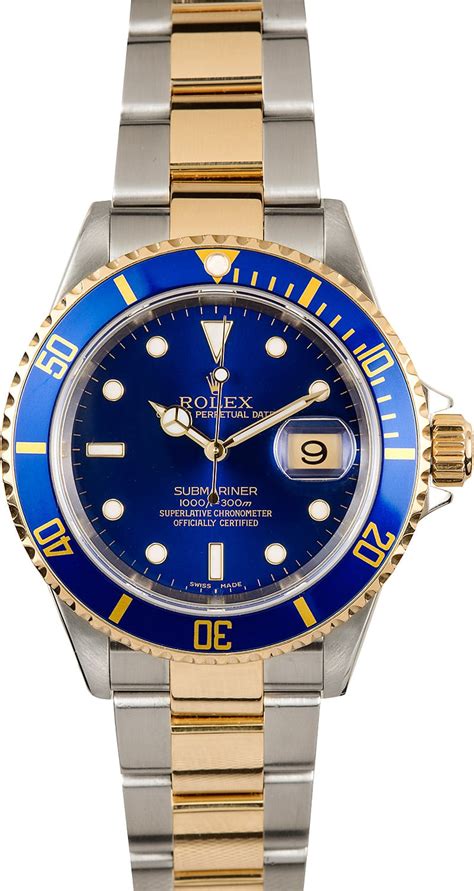 rolex gold silver blue|rolex gold submariner blue face.